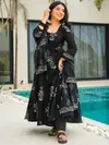 Black Colour Rayon Printed Kurti With Pant Dupatta Wholesalers In Delhi Aaradhna 2049